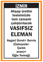 TAM ZAMANLI VASIFSIZ ELEMAN İZMİR