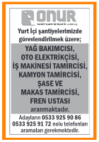 YURT İÇİ ŞANTİYELERİMİZE OTO ELEMANLARI