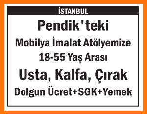 MOBİLYA USTA KALFA ÇIRAK PENDİK