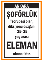 ŞOFÖRLÜK TECRÜBESİ OLAN ELEMAN