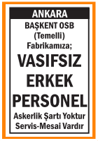 VASIFSIZ ERKEK PERSONEL BAŞKENT OSB TEMELLİ