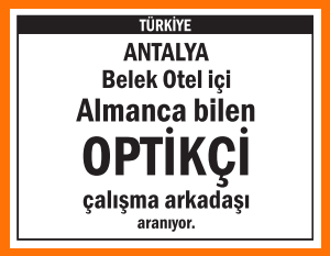 ALMANCA BİLEN OPTİKÇİ ANTALYA BELEK